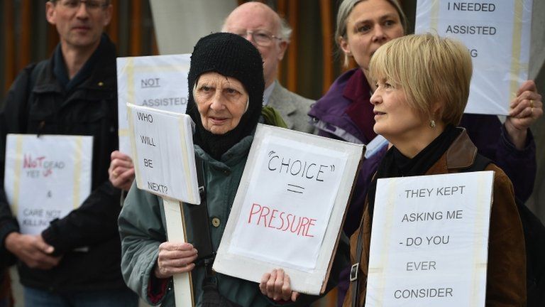 Petitioners outside parliament in Edinburgh