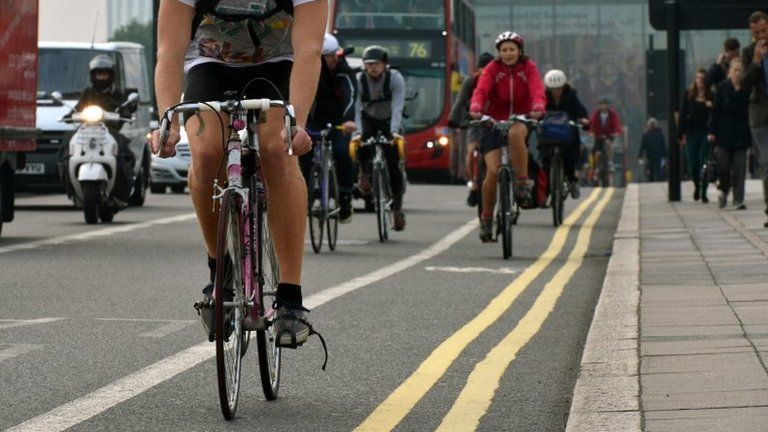 Cyclists on Waterloo Bridge