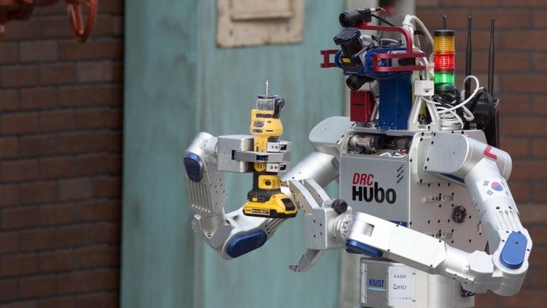 DRC-Hubo robot competing at Darpa Robotics Challenge in Pomona, CA, 6 JUne 2015