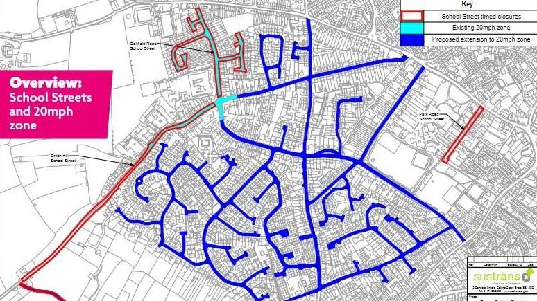 Map Of Streets Included In The Frome Safer School Streets Trial.
