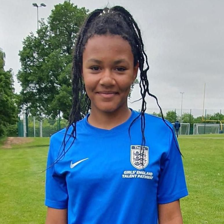 Kiesha Walker, a girl with dreadlocks in an England Talent Pathway top