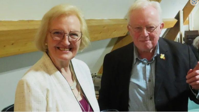 Photograph of Jill Bennett and King's Lynn historian Paul Richards