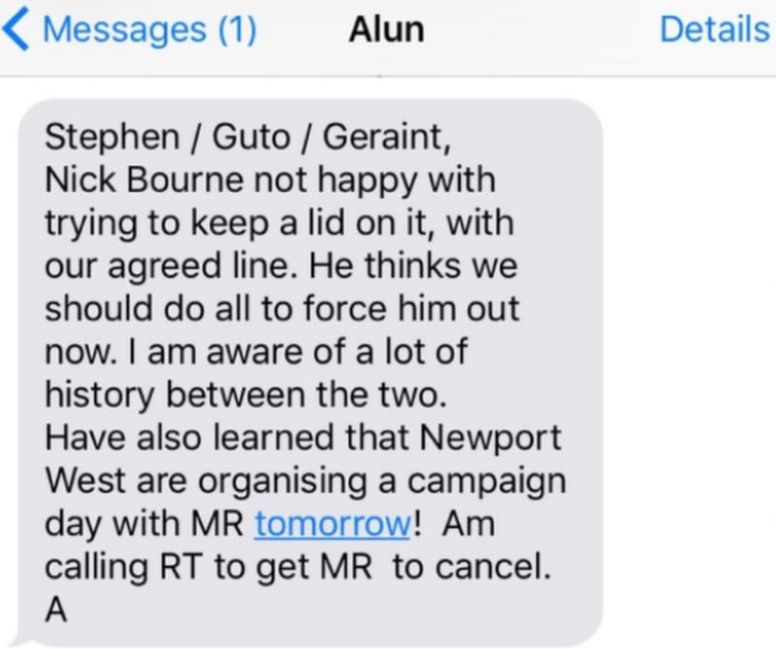 The text sent by Alun Cairns