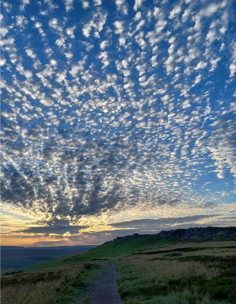 A sheet of clouds pictured from Stanage Edge, near Sheffield