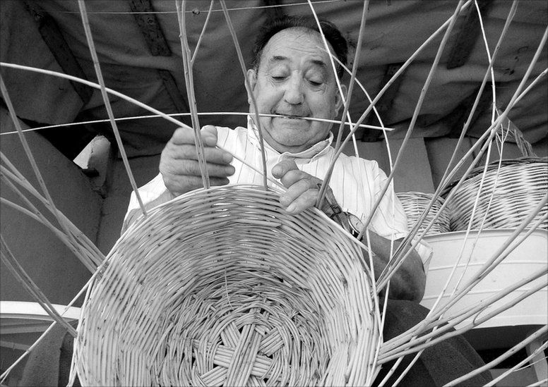 A man making a wicker basket