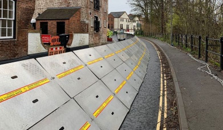 Flood barrier in Bewdley