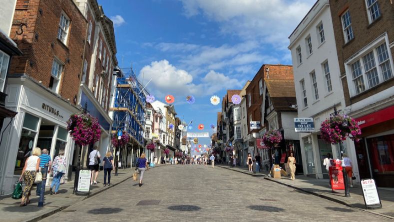 Guildford High Street on a sunny day