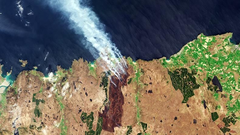 Satellite image of wild fire