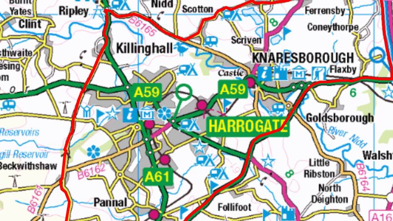 The map shows the order covers Harrogate and Knaresborough