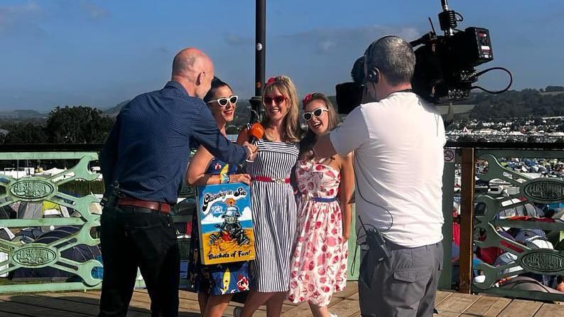 The Charlala's being interviewed at Glastonbury last year by a TV crew
