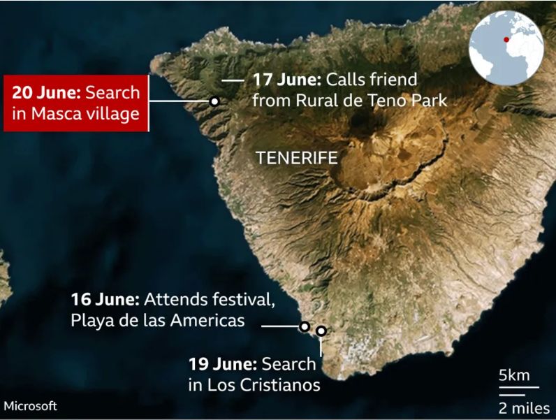 map of island of Tenerife