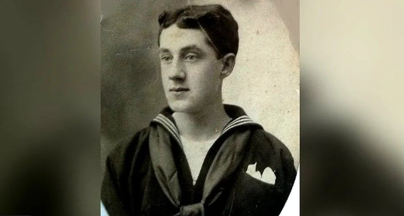 William Elliott pictured when he was younger in a naval uniform