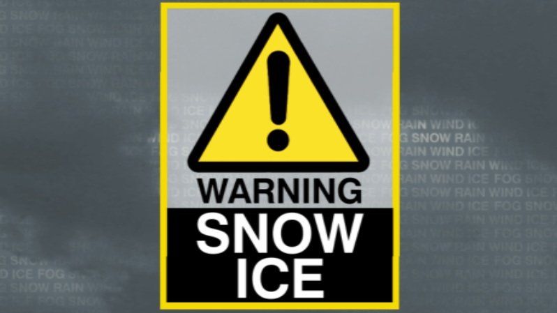 Snow and ice warning graphic