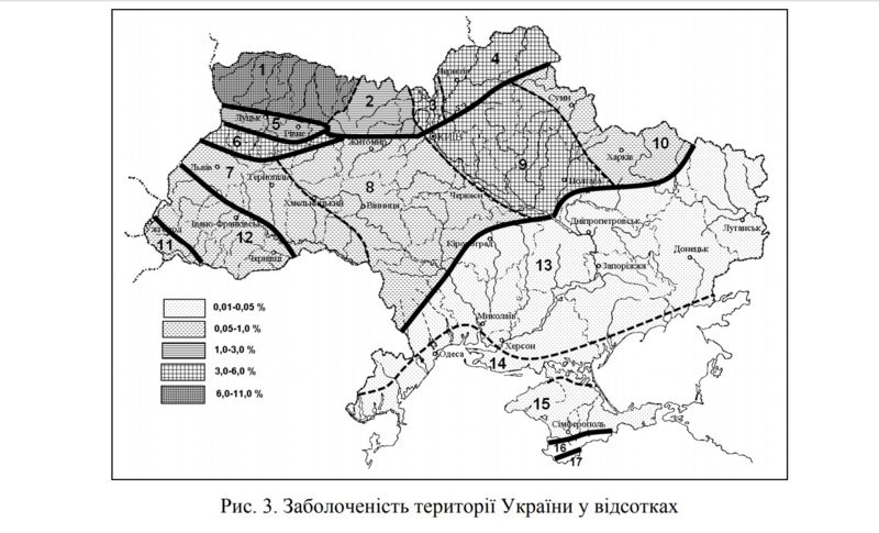 Карта болот украины