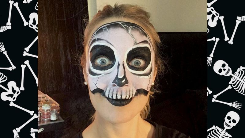 Halloween: How to do a simple face paint skeleton - BBC Newsround