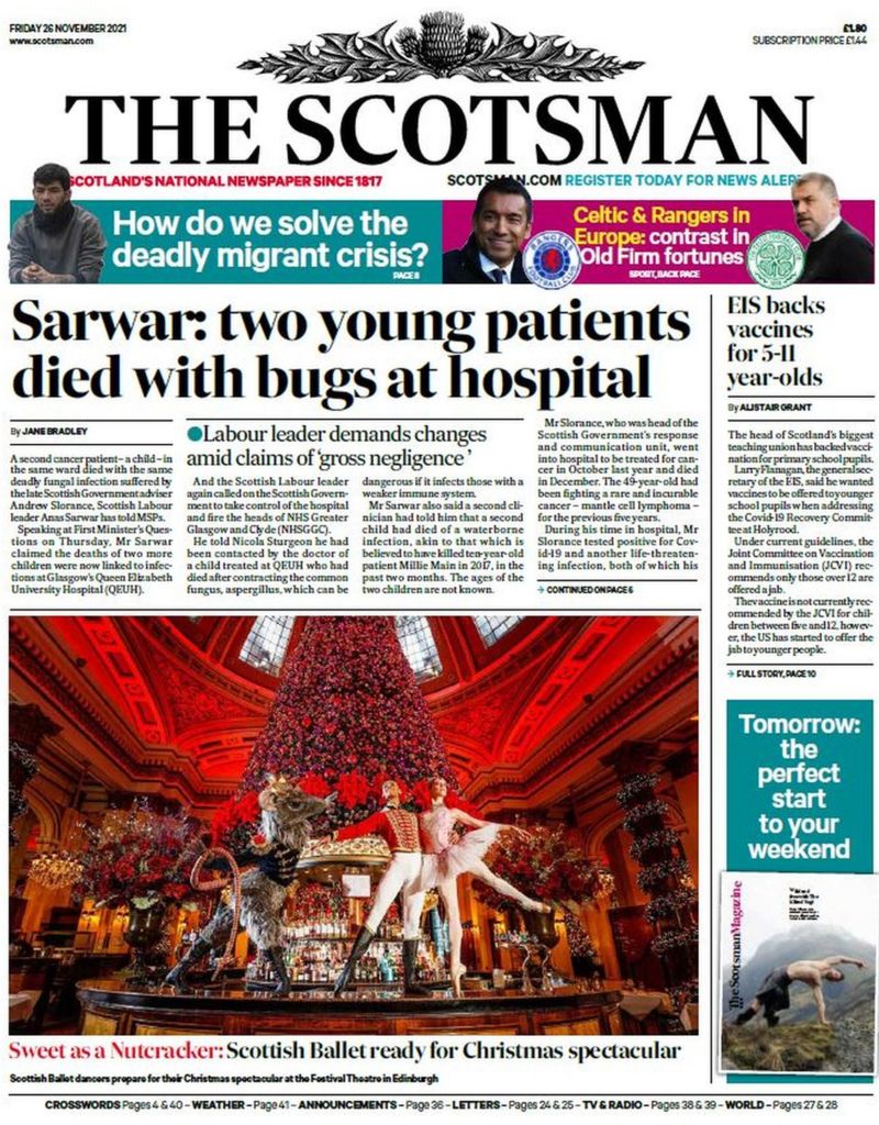 Scotland's papers Child deaths at crisis hospital and Army overhaul