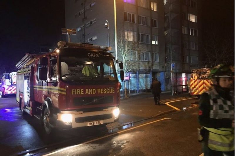 Fareham fire tackled on top floor of tower block BBC News