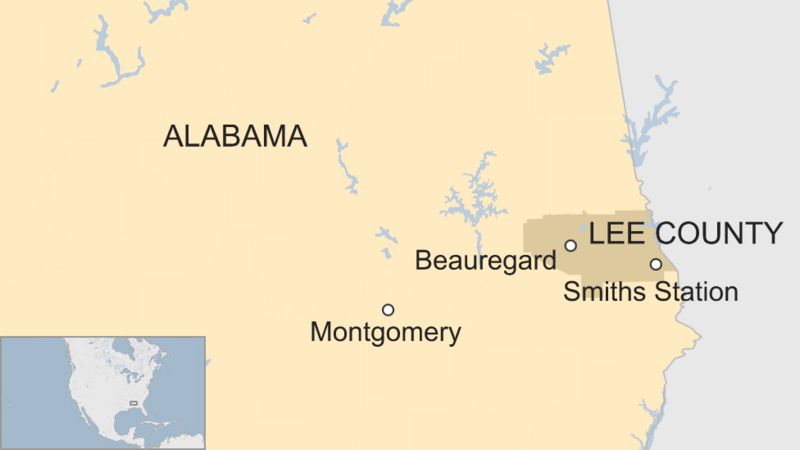 Map of Lee County, Alabama
