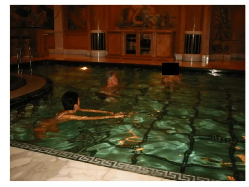 Bill Clinton swimming in a pool, from Epstein files.