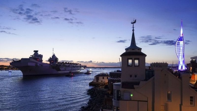 HMS Queen Elizabeth: Crowds Gather To Wave Off Royal Navy Flagship ...