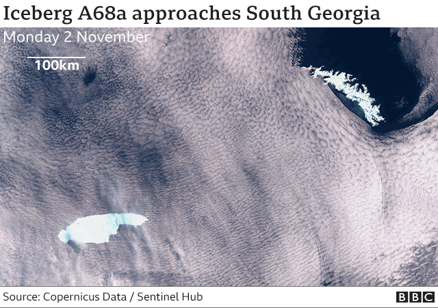 A68 iceberg on collision path with South Georgia _115211747_a68a-nc