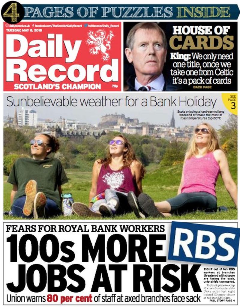 The Papers Rbs Jobs At Risk And Warning To Obese Mothers Bbc News