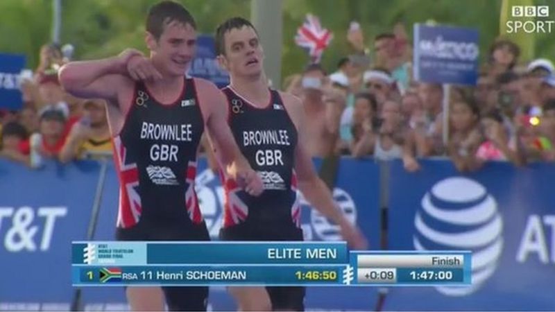 'Brownlee moment' as pupil carries friend to finishing ...