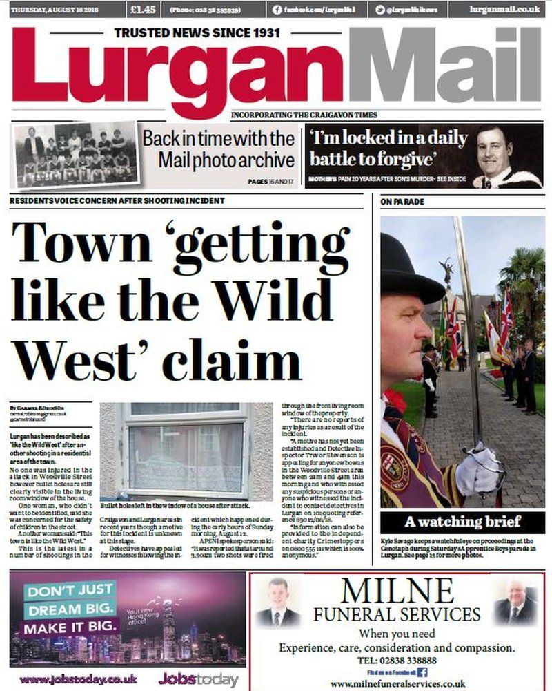 Front page of the Lurgan Mail