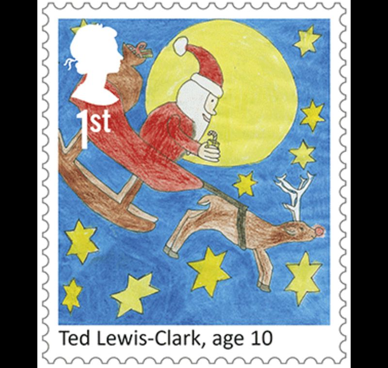 Royal Mail Reveals Its Christmas 2017 Stamps Cbbc Newsround The On His Sleigh A Starry Night Detail Design