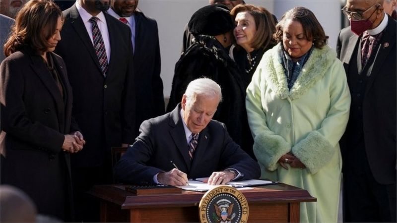 Joe Biden Signs Anti Lynching Bill In Historic First Bbc News 