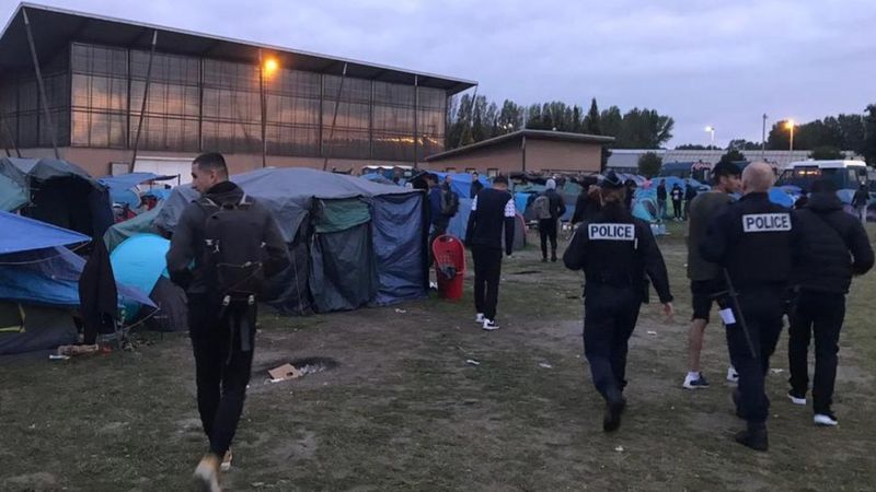 Police moved in shortly after dawn to clear the camp on Tuesday 17 September