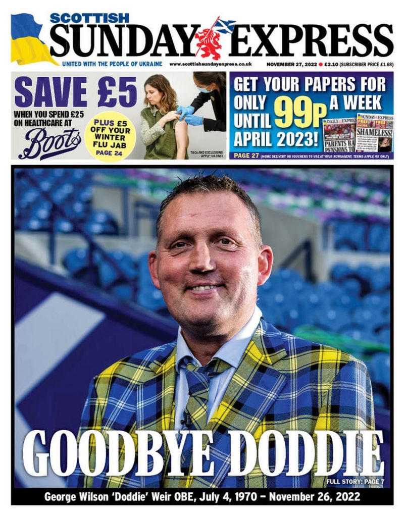 Scotland's papers Tributes to rugby legend Doddie Weir BBC News