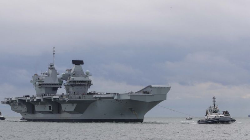 HMS Prince of Wales: Navy ship arrives in Portsmouth - BBC News