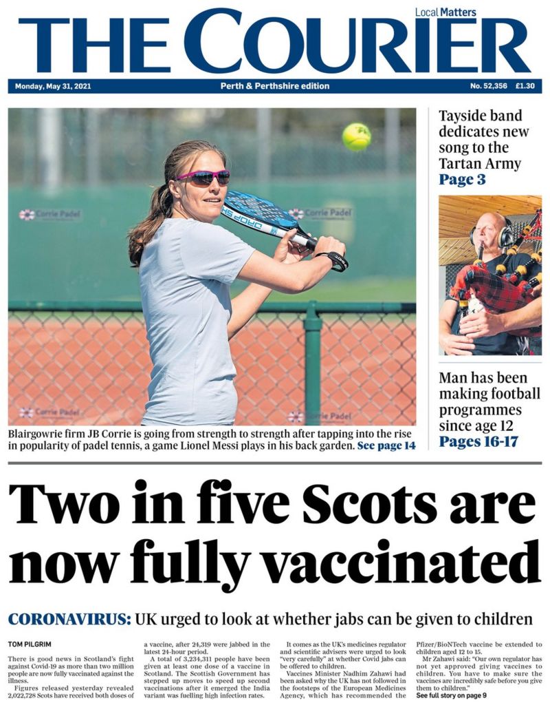 Scotland's papers Covid vaccination landmark and 'exam shambles' BBC
