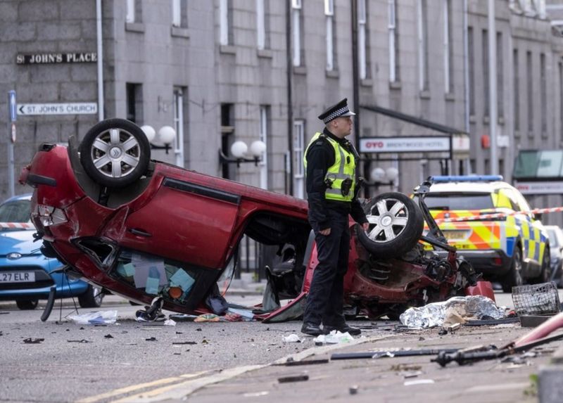 Two taken to hospital after serious Aberdeen crash BBC News