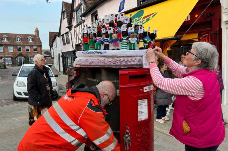 King Charles III Coronation Hertford yarnbombers depict themselves