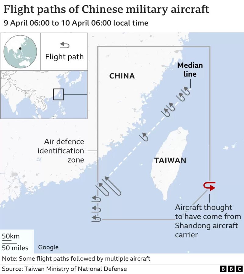 China-Taiwan: Aircraft carrier 'seals off' island on day three of ...