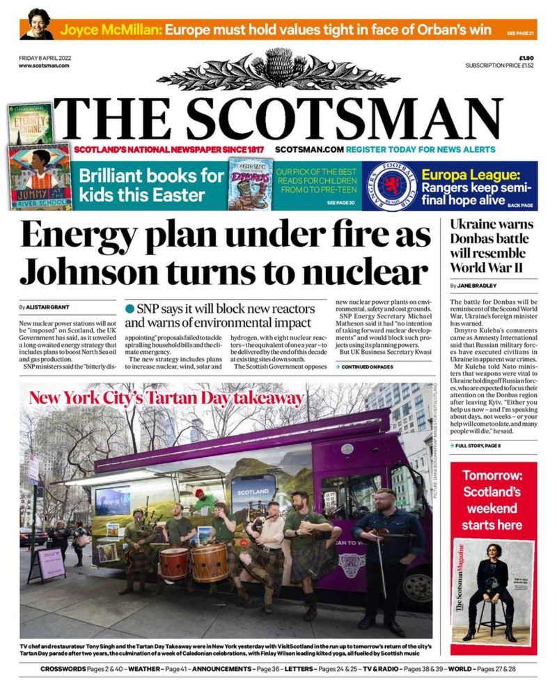 Scotland's Papers: Energy Bills Pain To Last Years And Nuclear Row ...