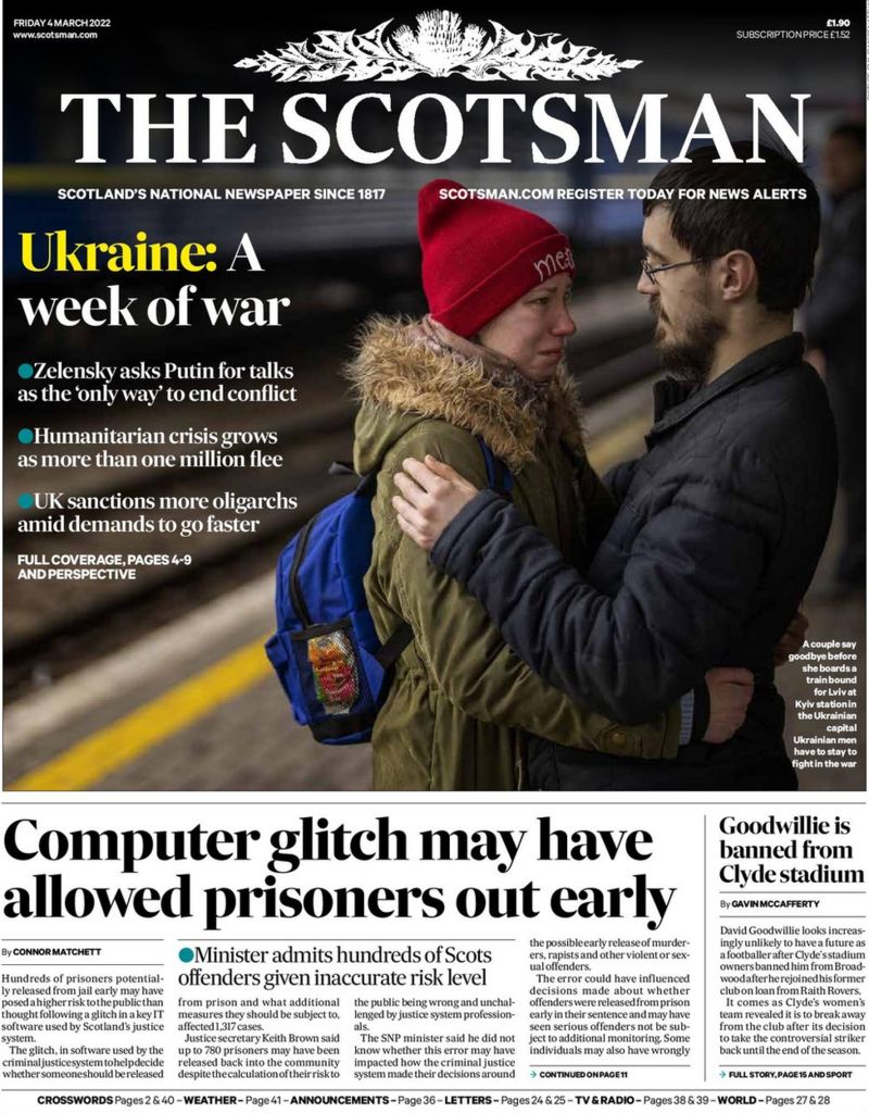 Scotland's Papers: 'Worst Is Yet To Come' And Prisoner Release Fears ...