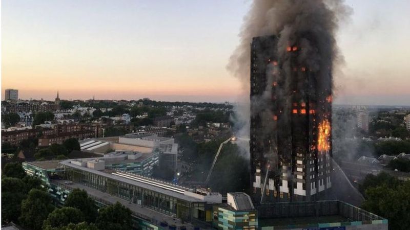 Incendio en la Torre Grenfell, en Londres.
