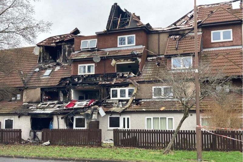 Man arrested and charged over Livingston flats fire BBC News