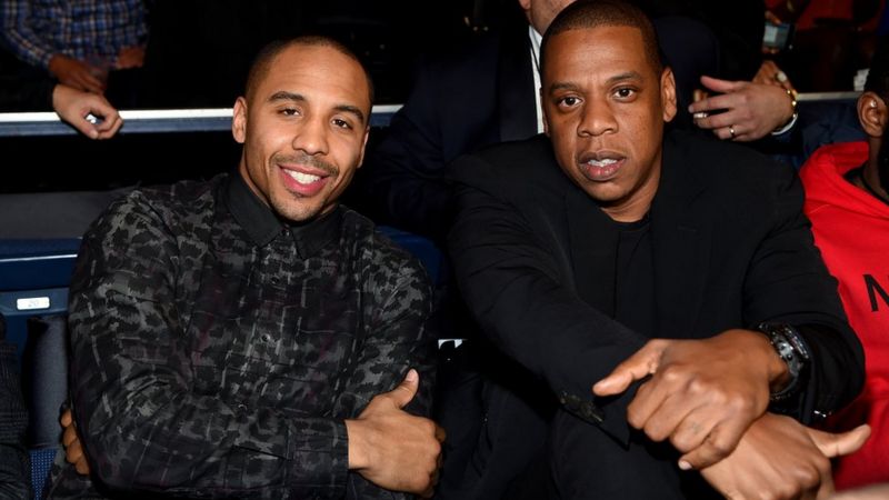 Jay Z pictured with Roc Nation Sports boxer Andre Ward.