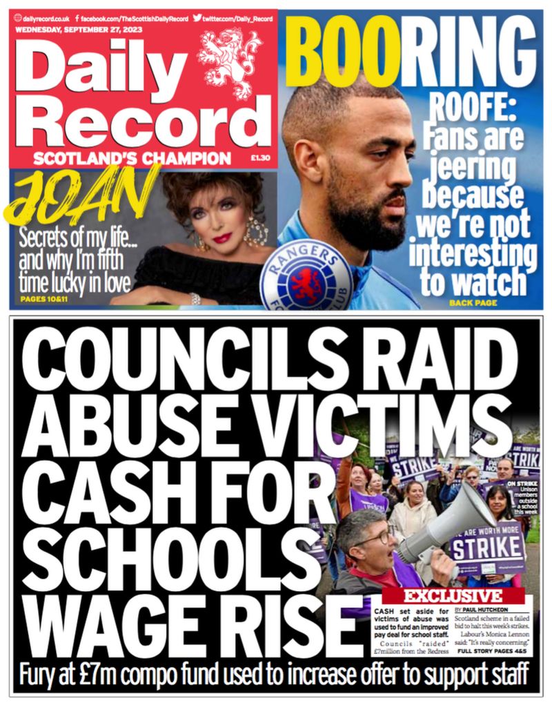 Scotland's papers Life expectancy drop and victim compensation 'raid