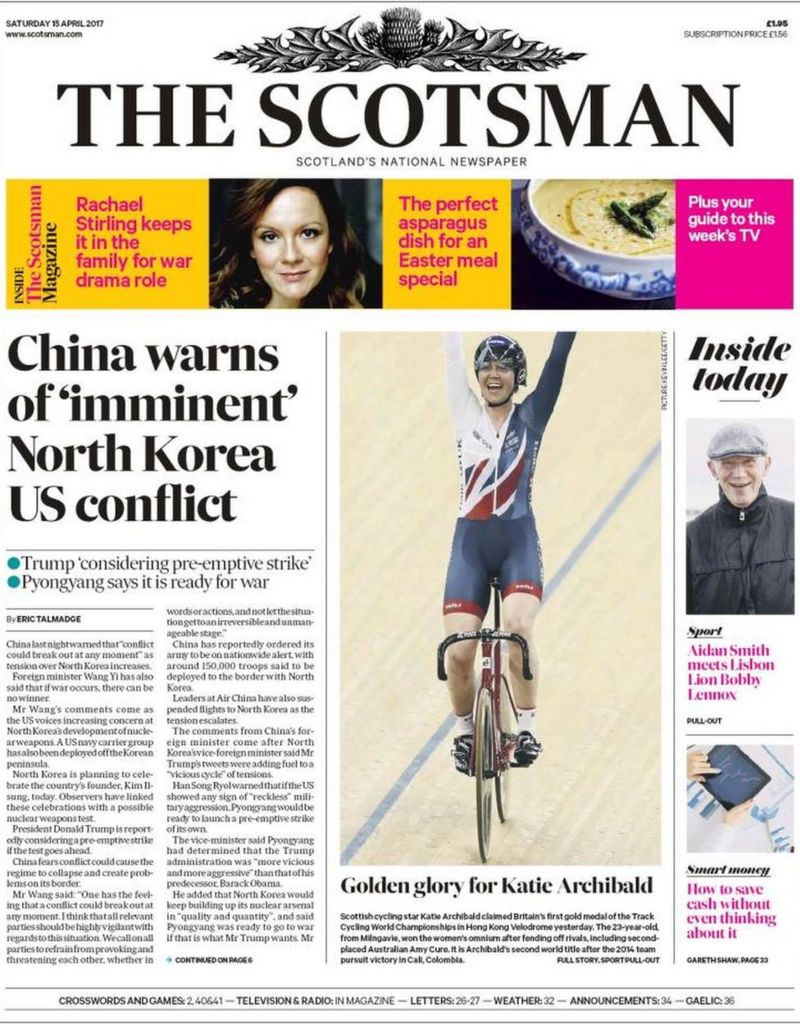 Scotlands Papers Smacking Ban And Korean Conflict Fears Bbc News