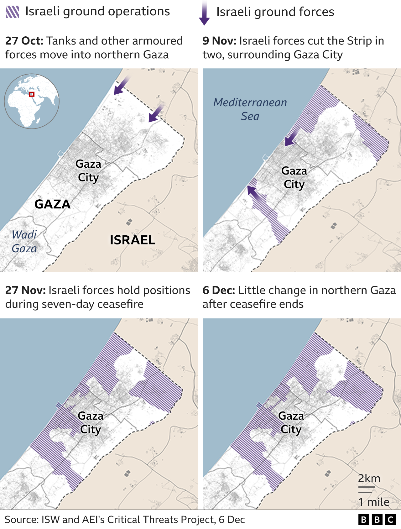 Gaza Strip in maps: How life has changed in two months - BBC News