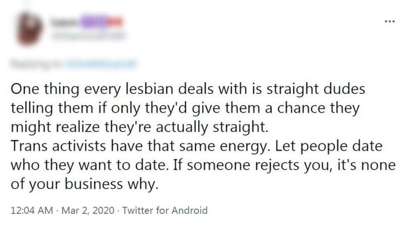 The Lesbians Who Feel Pressured To Have Sex And Relationships With Trans Women Bbc News