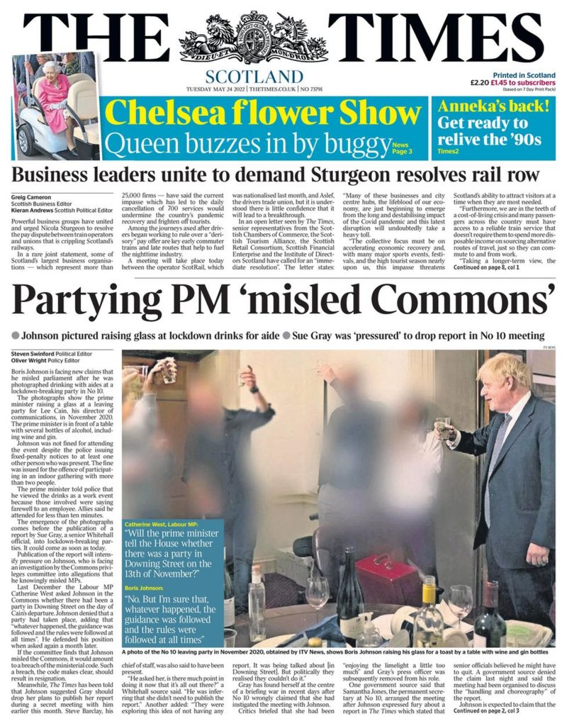 Scotland's Papers: PM Under Fire After Leaked Lockdown Party Photos ...