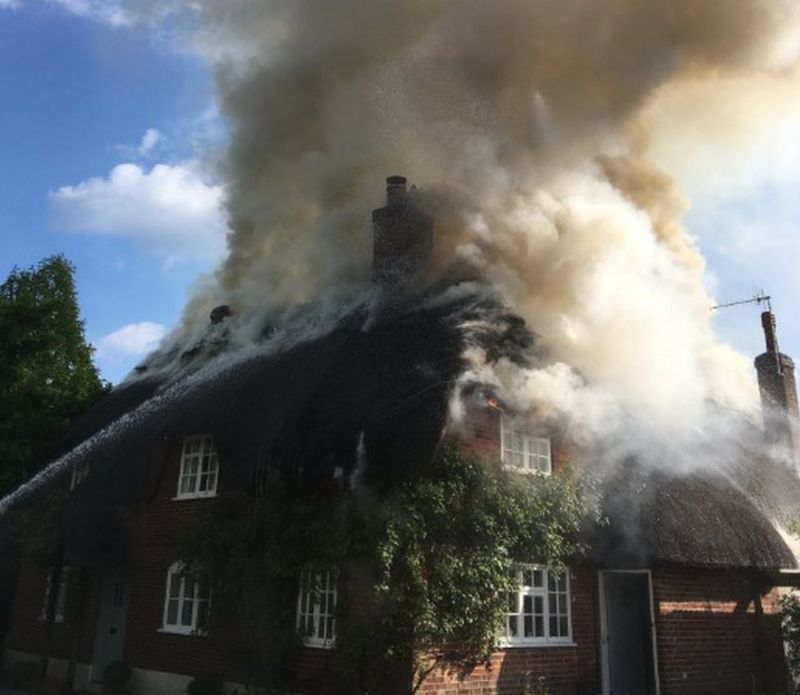 New Forest thatched house destroyed by fire BBC News