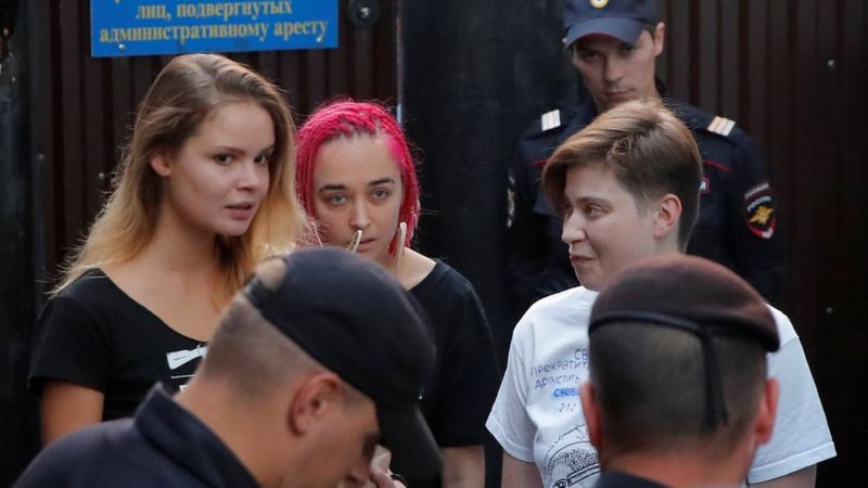 Russia World Cup Pussy Riot Protesters Detained On Leaving Jail BBC News Russia World Cup Pussy Riot Protesters Detained On Leaving Jail BBC News