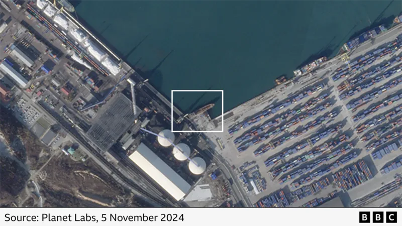 Citra satelit yang menunjukkan kapal tanker minyak Korea Utara ke Rusia sejak Maret 2024, didokumentasikan oleh Open Source Centre
